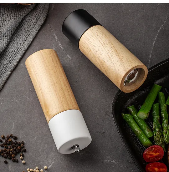 6-Inch Rubber Wood Manual Pepper Mill Spice Grinder