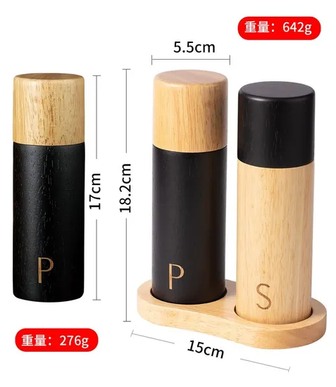 Styllish Wooden Salt and Pepper Grinder with Black Painting