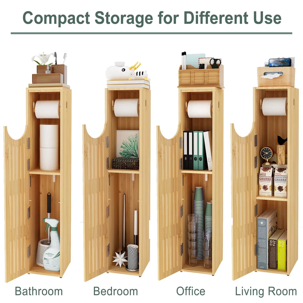 Bamboo Toilet Paper Shelf, Bathroom Organizer, Toilet Paper Holder Stand