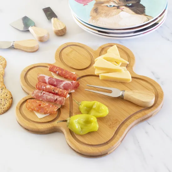Eco-Friendly Paw Shaped Bamboo Cutting and Serving Board