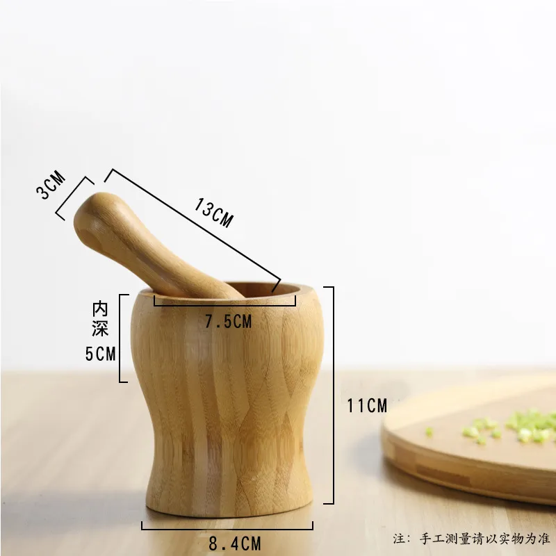 Eco-Friendly Bamboo Mortar and Pestle Set for Kitchen Use