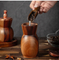 Hand-Cranked Acacia Wood Pepper and Salt Grinder Vase with Tray