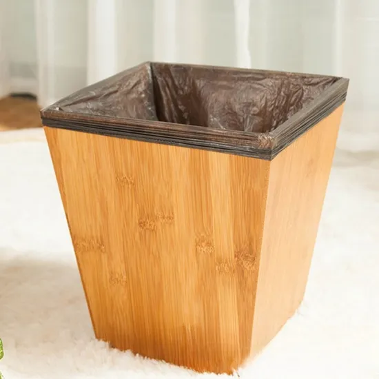 Creative Square Bamboo Trash Can /Office Wastebasket / Living Room and Bathroom Trash Can