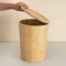 Round Bamboo Waste Basket with Lid for Living Room and Bathroom