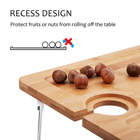 Portable Foldable Bamboo Wine Picnic Table Picnic Snack Table Tray