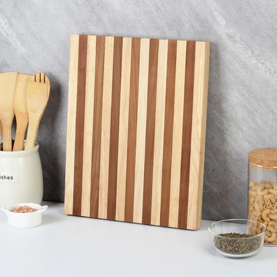 Rubber Wood End Grain Vegetable Bread Fruit Chopping Board for Kitchen
