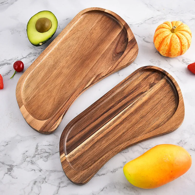 Elegant Acacia Wood Dinner Plate Set for Modern Dining