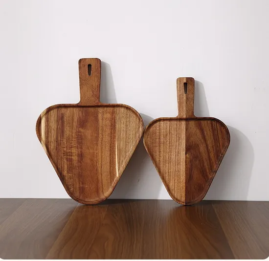 Handmade Mush-Room Shaped Acacia Wood Serving Plate with Unique Carvings
