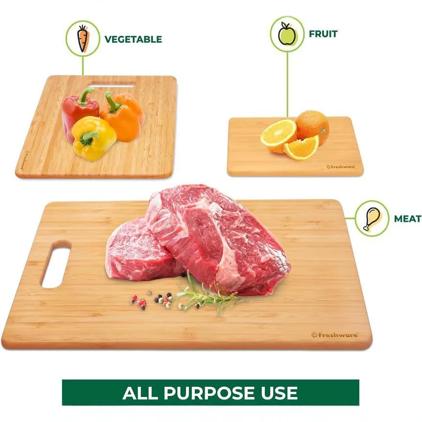 Durable 3 Piece Bamboo Vegetable Cutting Board Fruit Chopping Board Set for Kitchen