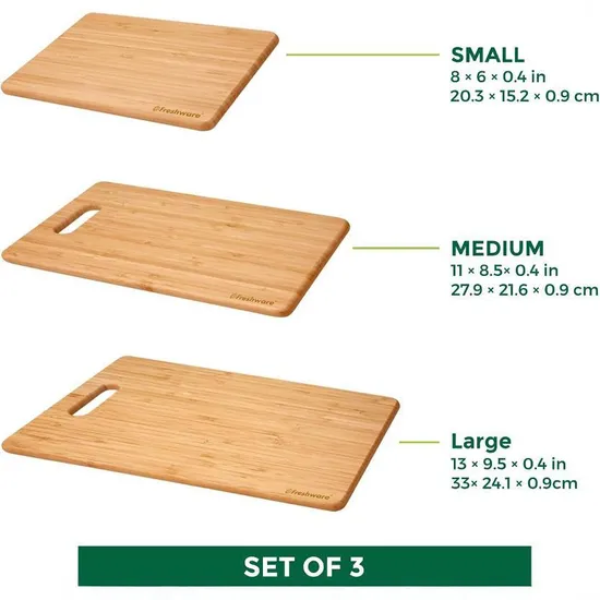 Durable 3 Piece Bamboo Vegetable Cutting Board Fruit Chopping Board Set for Kitchen