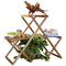 Movable and Fodable Triangular Wood Flower Shelf Plant Display Stand Outdoor Indoor
