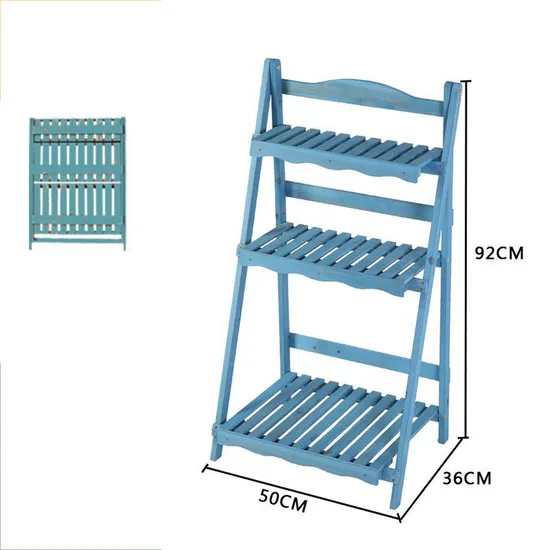 Folding Four-Layer Multi-Function Flower Rack Wooden Plant Stand Display Shelf for Garden