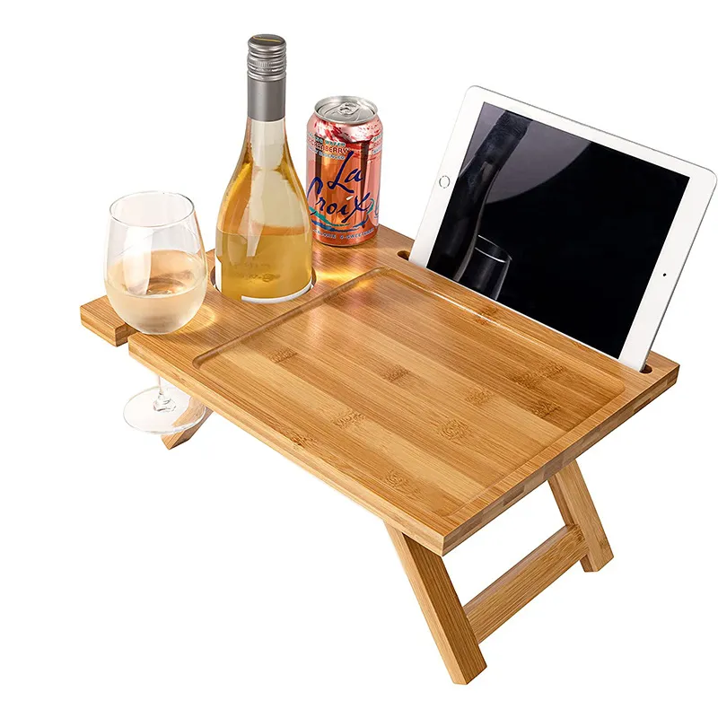 Portable Outdoor Bamboo Wood Beach Wine Rack Wine Table for Picnic