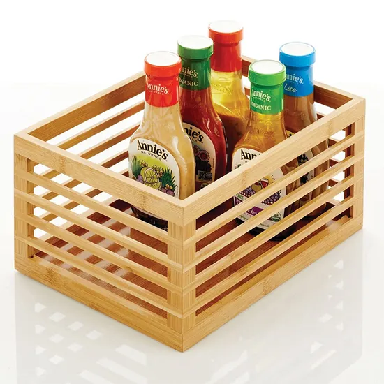 Custom Multi-Functional Hollowed-out Bamboo Storage Basket Set for Household Sundries /Fruits / Vegetables.