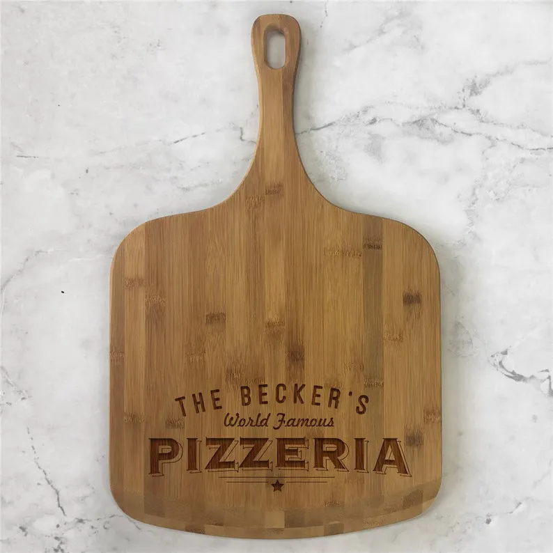 Large Laser Engraved Bamboo Serving Board Pizza Board 23.5" X 14.5"