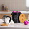 Bamboo Lid Round Metal Food Canister Set Storage Container Set with Handle