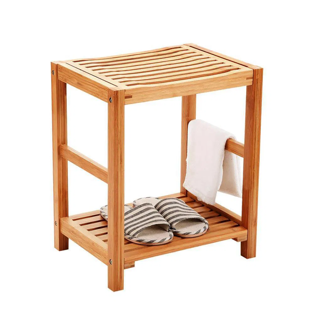 Waterproof Bamboo Bathroom Storage Stool Bath Stool Shoe-Changing Stool