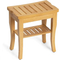 Bamboo Shower Stool Shower Bench with 2-Tier Storage Shelf for Bathroom