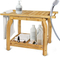 Two Layers Multifunctional Bamboo Bathroom Shower Stool Wooden Shoe-Changing Stool with Towel Hange