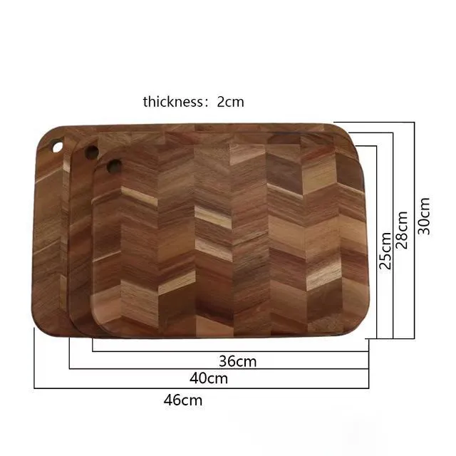 Herringbone Design Acacia Wood Cutting and Serving Board