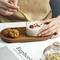 Acacia Wood Tray with Glass Bowl for Desserts Pudding Snacks