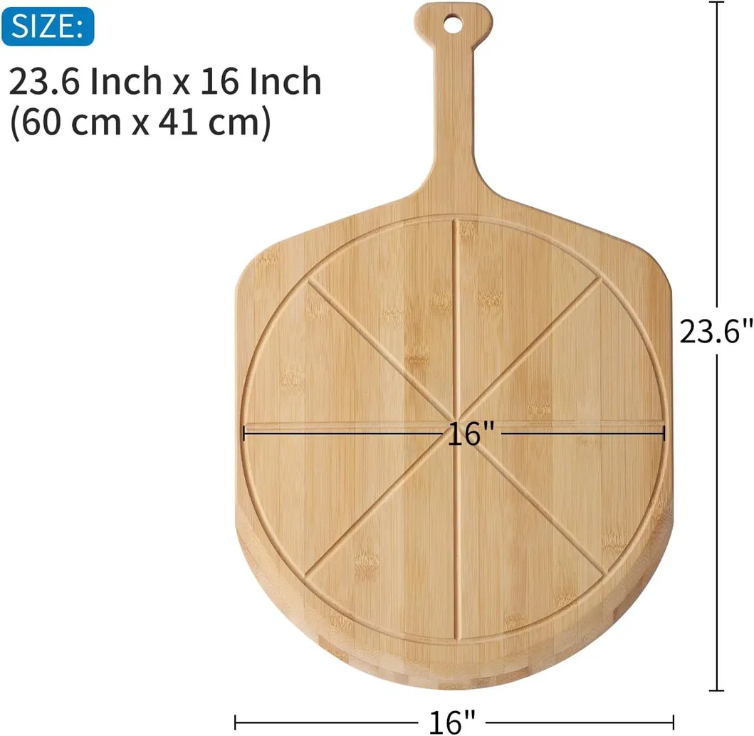 Lightweight Smart 21X14 Inch Bamboo Pizza Peel Pizza Tray Pizza Cutting Board