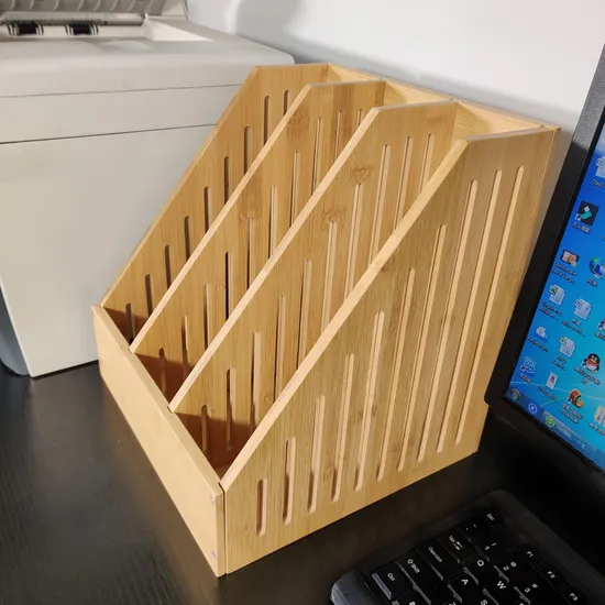 Desktop Bamboo Book Stand Storage Rack Partition Rack Book Shelf Office Document Rack