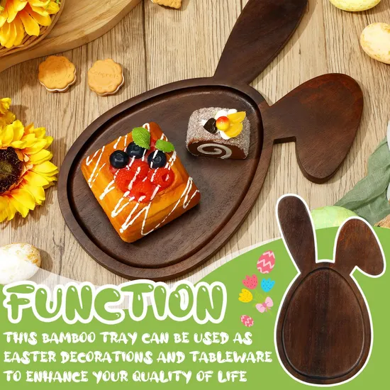 Modern Rabbit Shape Acacia Wood Plate Serving Plate for Everyday Dining & Entertaining