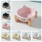 Ceramic Pet Cat Bowl Dog Bowl with Bamboo Wooden Shelf