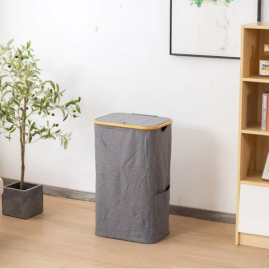 Foldable Household Bamboo Frame Oxford Cloth Large - Capacity Waterproof Dirty Clothes Hamper