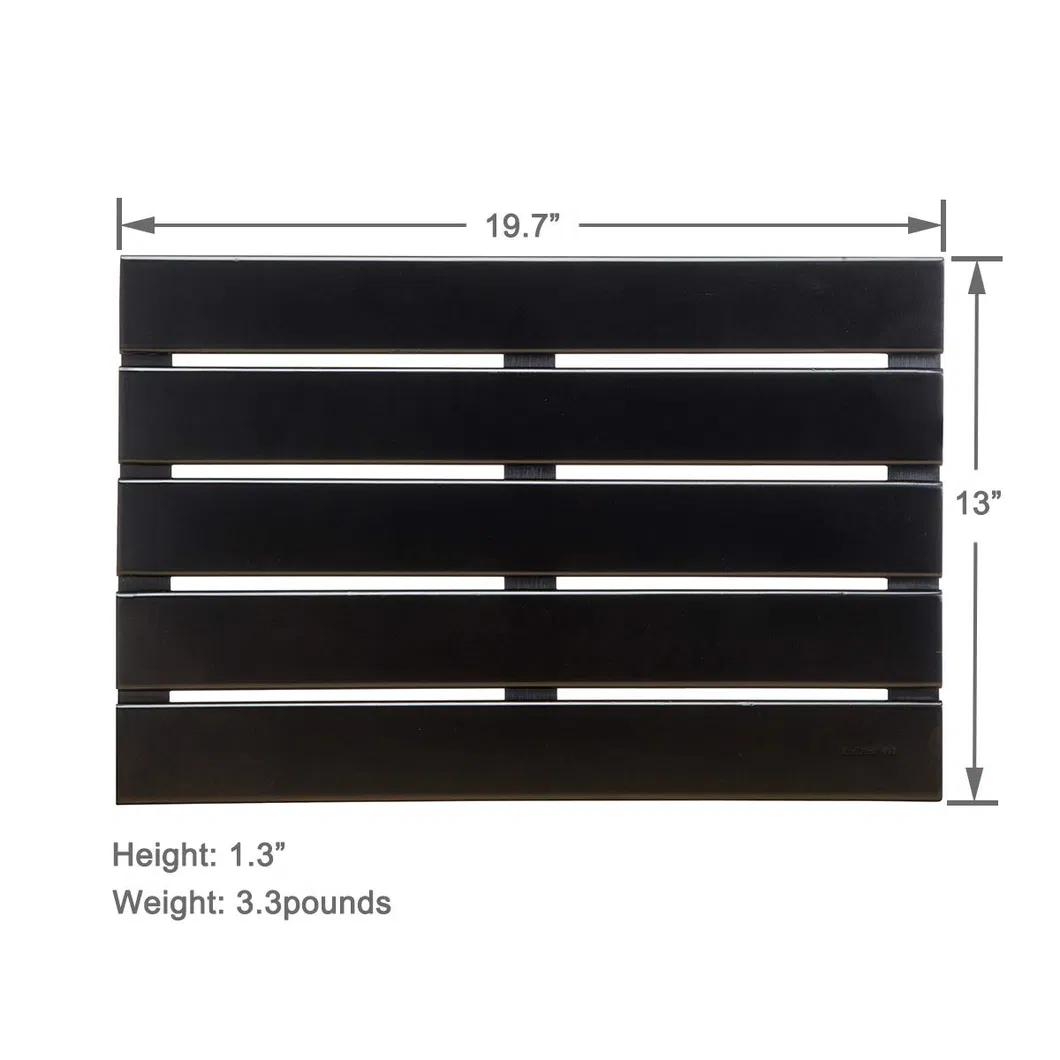 Black Color Household Bamboo Bath Mat for Bathroom