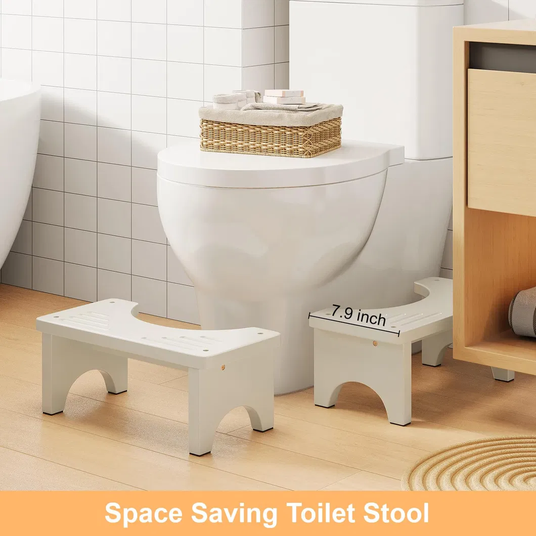 White Color Non - Slip Bamboo Toilet Foot Stool for Children