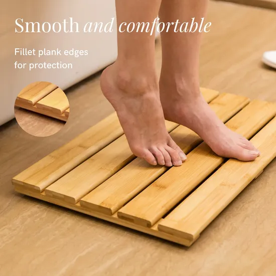 Non-Sliding Bamboo Bath Mat Shower Mat for Bathroom