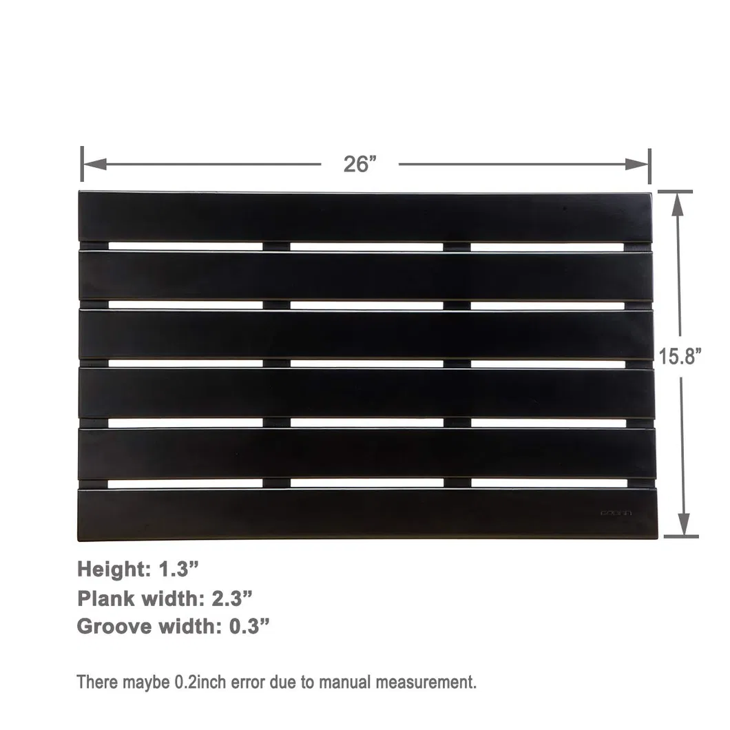 Large Black Color Bamboo Floor Mat for Bathroom