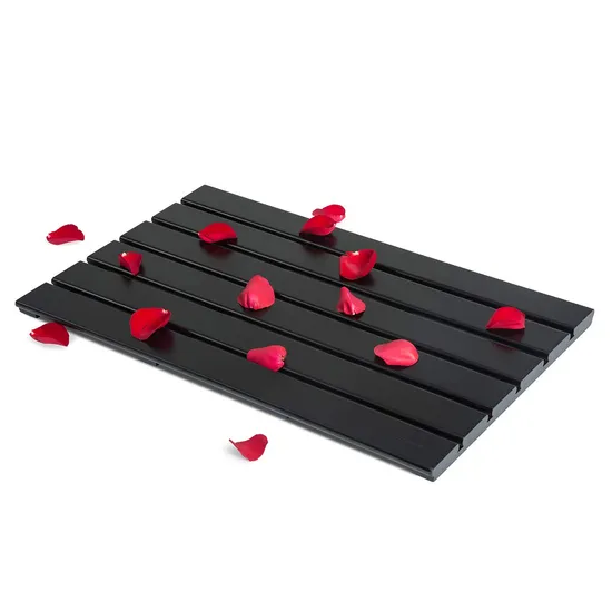 Large Black Color Bamboo Floor Mat for Bathroom