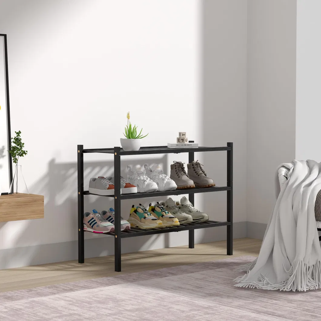 3 Tier Free Standing Bamboo Shoe Rack