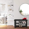 Black Color Bamboo Shoe Rack Wooden Storage Bench Bamboo Organizer Entryway Organizing Shelf