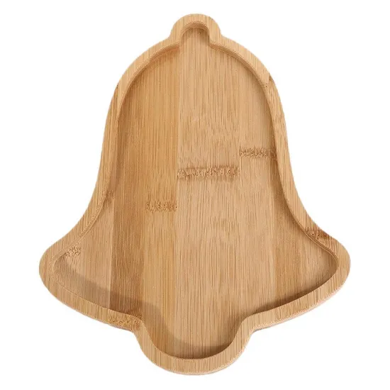 Christmas Bell - Shaped Bamboo Serving Platter Display Plates for Nuts / Snacks