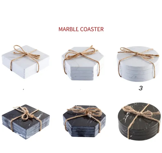 Factory-Direct Heatprofft and Non-Slip Marbe Coasters Set for Coffee Shops and Restaurants