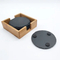 Custom Engraved Round Slate Cup Coasters with Bamboo Holder for Personal Gifts