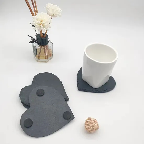 Rustic Style Heart Shaped Slate Coasters Set for Country Kitchens