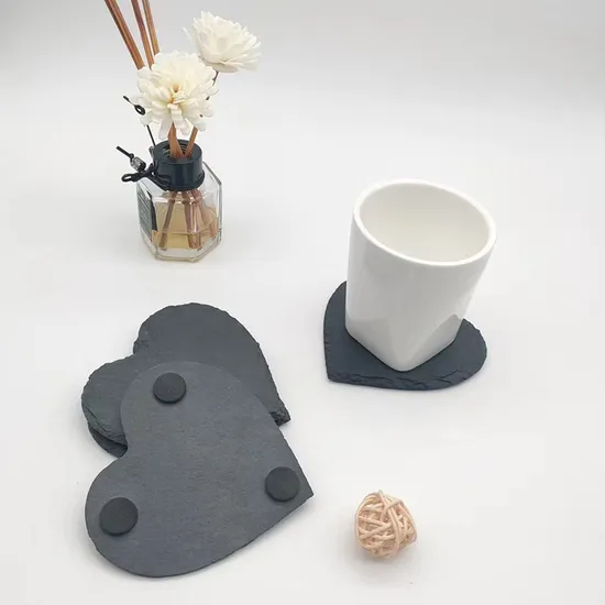 Rustic Style Heart Shaped Slate Coasters Set for Country Kitchens