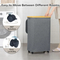 Foldable and Wheeled Bamboo Cloth Laundry Basket with Cover and Inner Bag