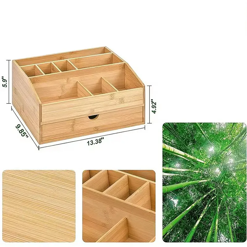 Bamboo Office Desktop Storage Box Office File Storage Shelf with Pen Holder
