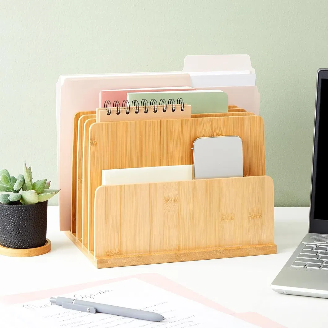 Bamboo and Wood Storage and Organization Rack Office Desk Folder for Stationery, Materials, Letters