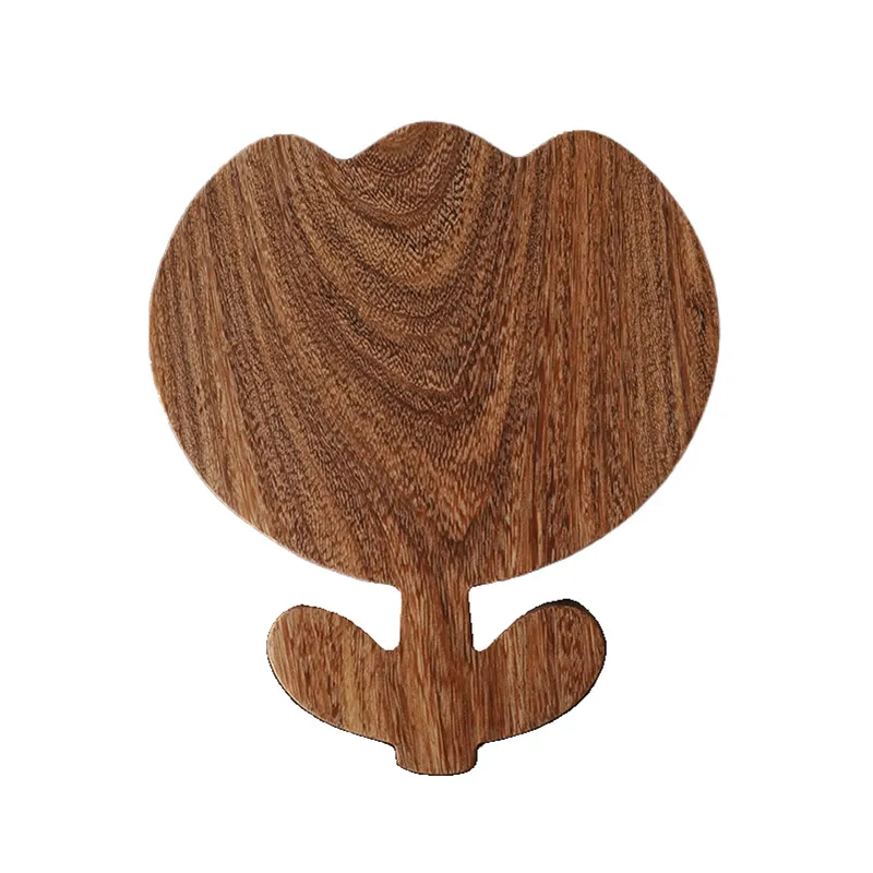 Manufacture Flower Shaped Ebony Wooden Cutting Board Serving Board with Handle