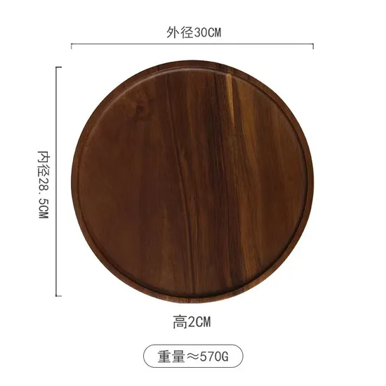 Decorate Dressing Table Large Round Walnut Wood Dried Fruit Tray Wooden Dinner Plate