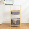Large-Capacity a-Shaped Double-Layer Bamboo Fabric Storage Shelf Laundry Basket for Bathroom