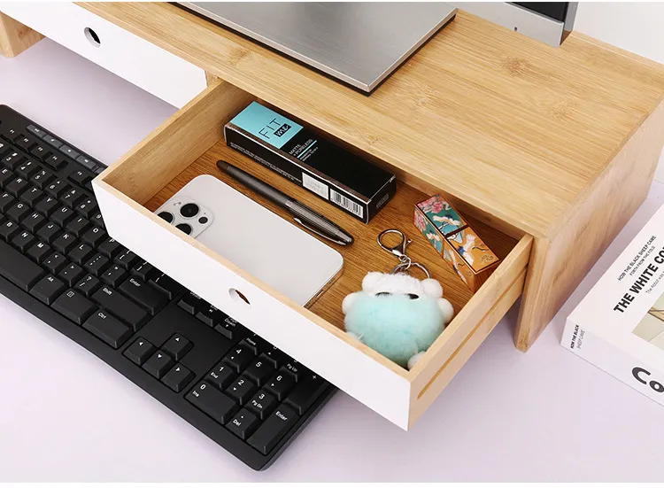 Bamboo Monitor Stand Riser Laptop Stand Riser for Apartments Office Home Use