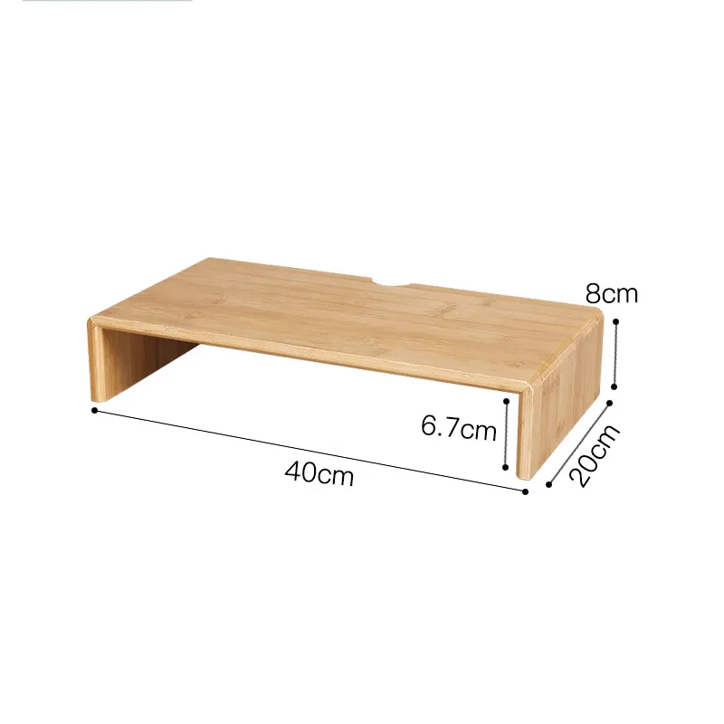 Bamboo Desktop Monitor Stand Riser with Storage Organizer for Office